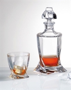 Crystal Decanter Quadro with 6 whisky glasses from Bohemia